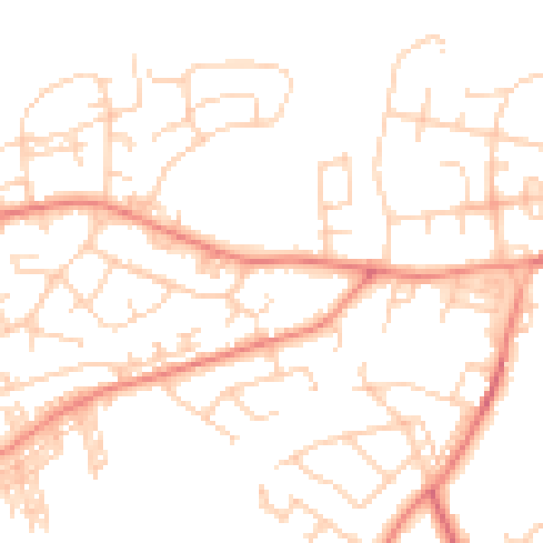 Daytime road noise heatmap for BD14 6HJ