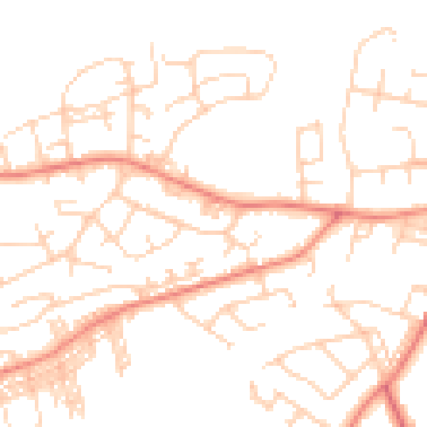 Daytime road noise heatmap for BD14 6HL