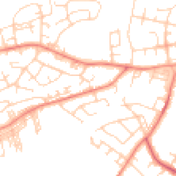 Daytime road noise heatmap for BD14 6LZ
