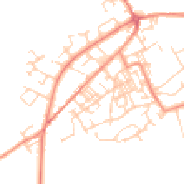 Daytime road noise heatmap for BD14 6NX