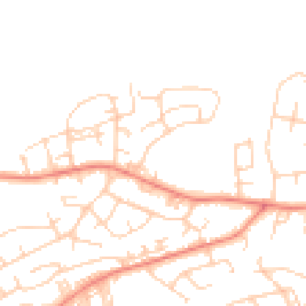Daytime road noise heatmap for BD14 6TE