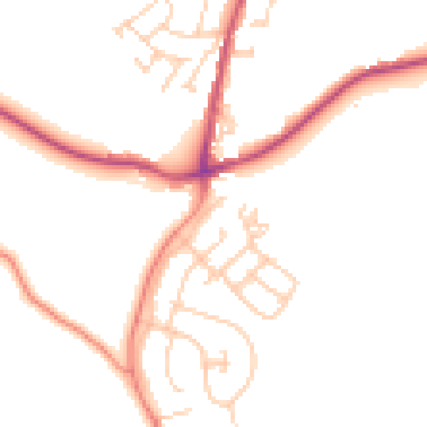 Daytime road noise heatmap for BD15 9AN