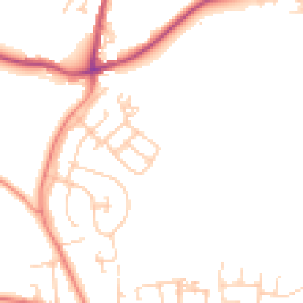 Daytime road noise heatmap for BD15 9BY