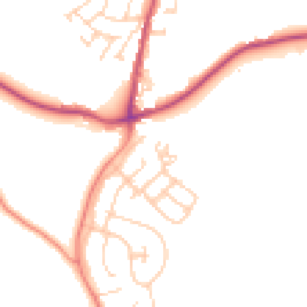 Daytime road noise heatmap for BD15 9DA