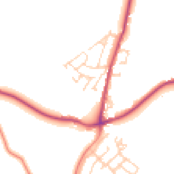 Daytime road noise heatmap for BD15 9LP