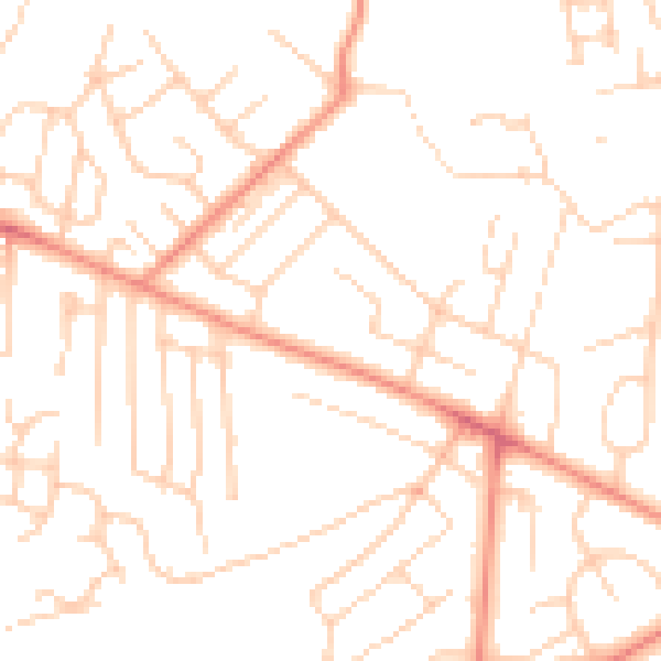Daytime road noise heatmap for BD2 1PF