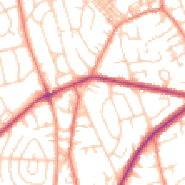 Daytime road noise heatmap for BD2 3BG