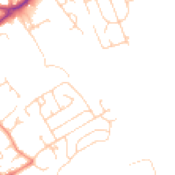 Daytime road noise heatmap for BD2 3DZ