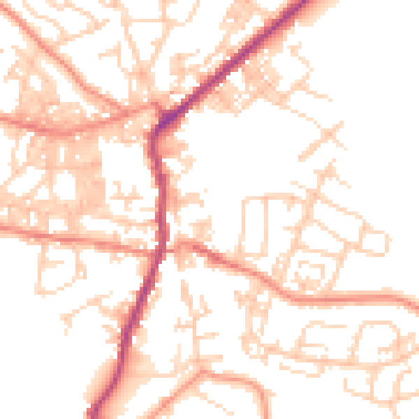 Daytime road noise heatmap for BD20 0AB