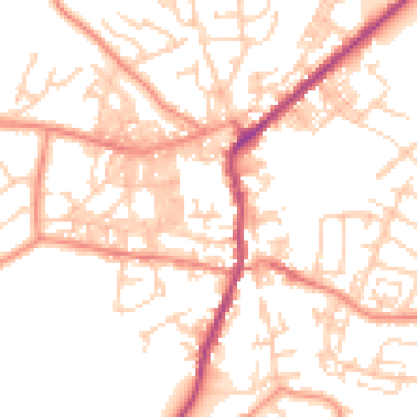 Daytime road noise heatmap for BD20 0AE
