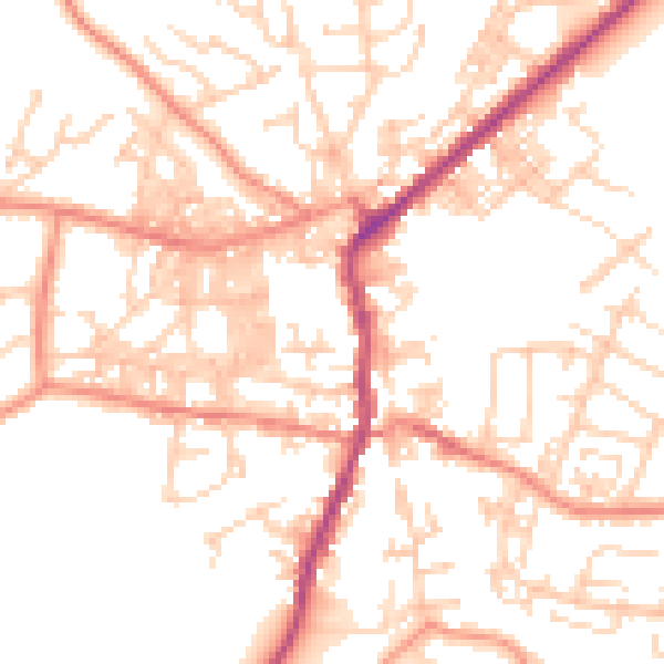 Daytime road noise heatmap for BD20 0AF