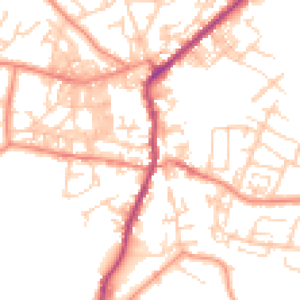 Daytime road noise heatmap for BD20 0AJ