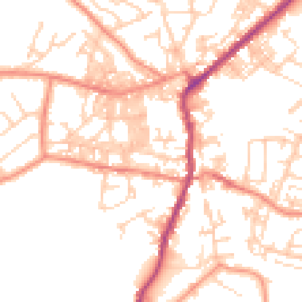 Daytime road noise heatmap for BD20 0AN