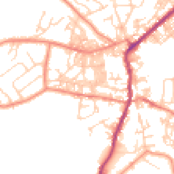 Daytime road noise heatmap for BD20 0AP