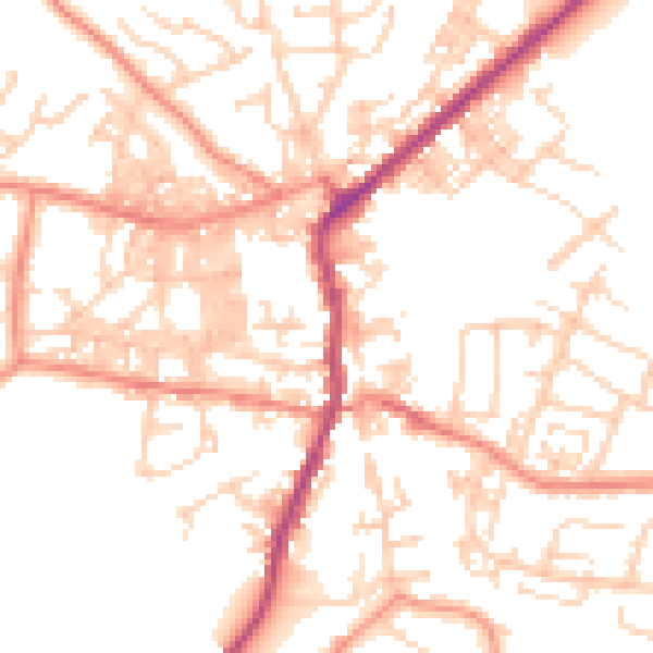 Daytime road noise heatmap for BD20 0AQ