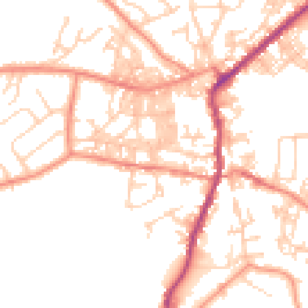 Daytime road noise heatmap for BD20 0AR