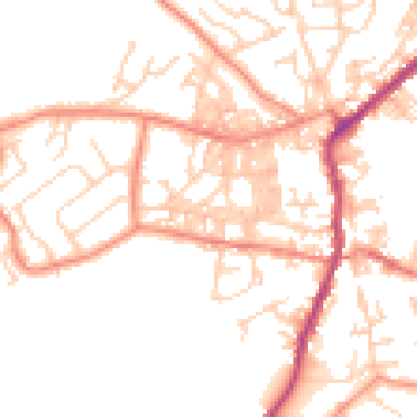 Daytime road noise heatmap for BD20 0AS