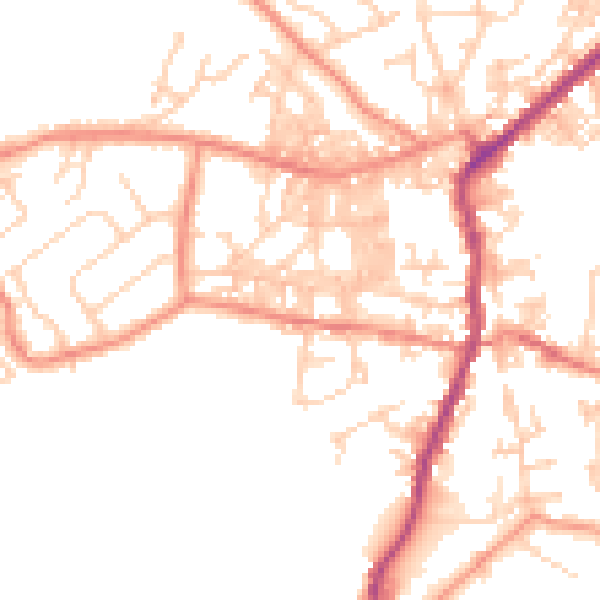 Daytime road noise heatmap for BD20 0AT