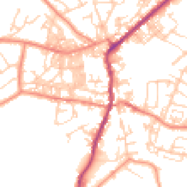 Daytime road noise heatmap for BD20 0AW