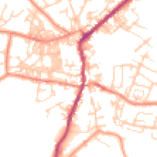 Daytime road noise heatmap for BD20 0AZ