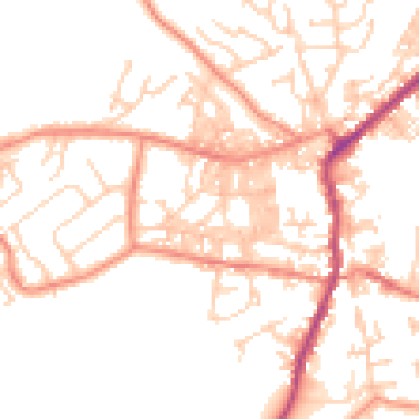 Daytime road noise heatmap for BD20 0BA