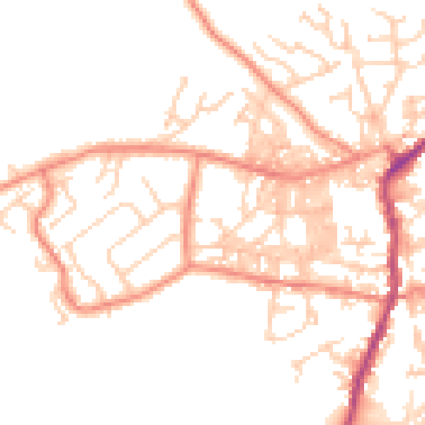 Daytime road noise heatmap for BD20 0BD