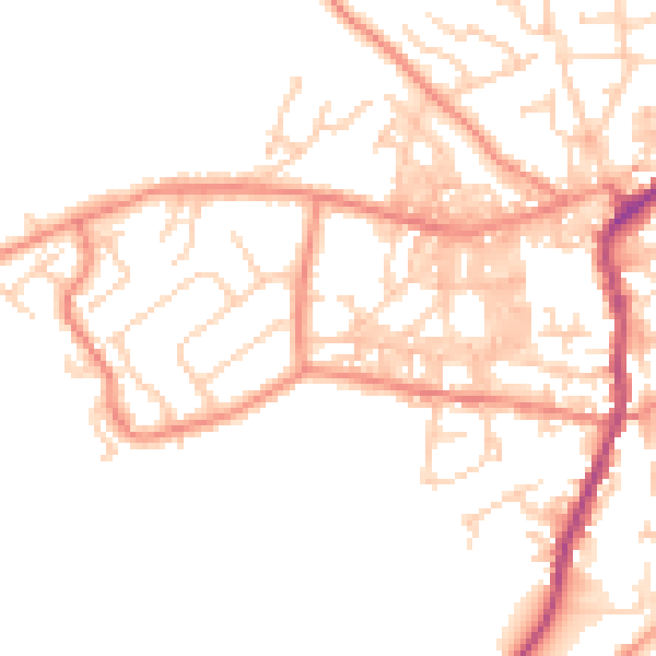 Daytime road noise heatmap for BD20 0BE