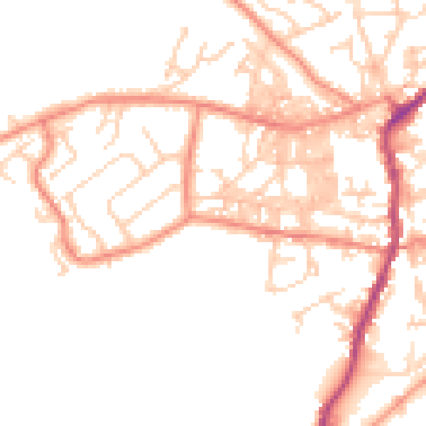 Daytime road noise heatmap for BD20 0BG