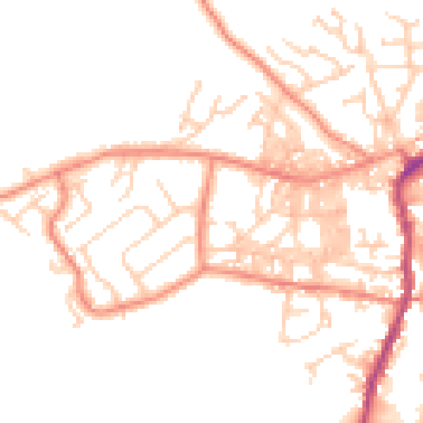 Daytime road noise heatmap for BD20 0BH