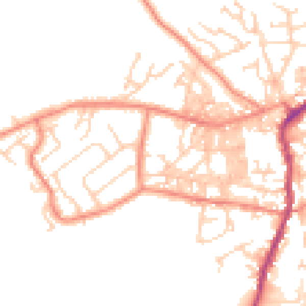Daytime road noise heatmap for BD20 0BL