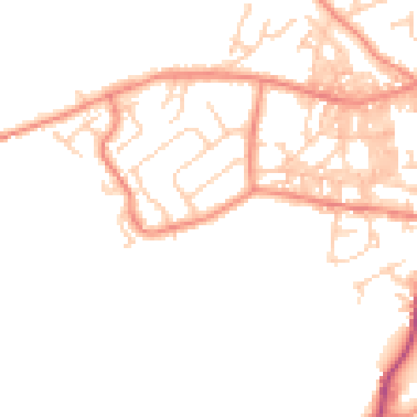 Daytime road noise heatmap for BD20 0BN
