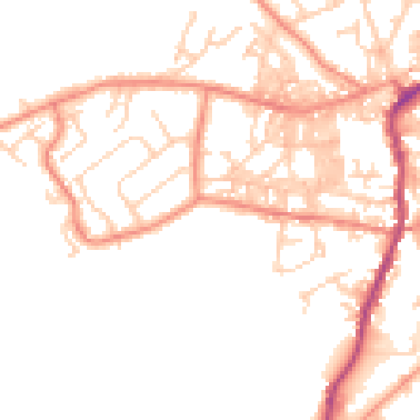 Daytime road noise heatmap for BD20 0BQ