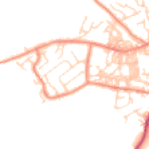 Daytime road noise heatmap for BD20 0BU