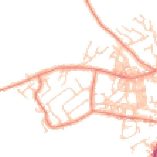 Daytime road noise heatmap for BD20 0DA