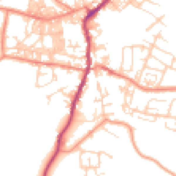 Daytime road noise heatmap for BD20 0DD