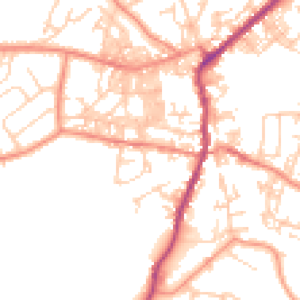 Daytime road noise heatmap for BD20 0DE