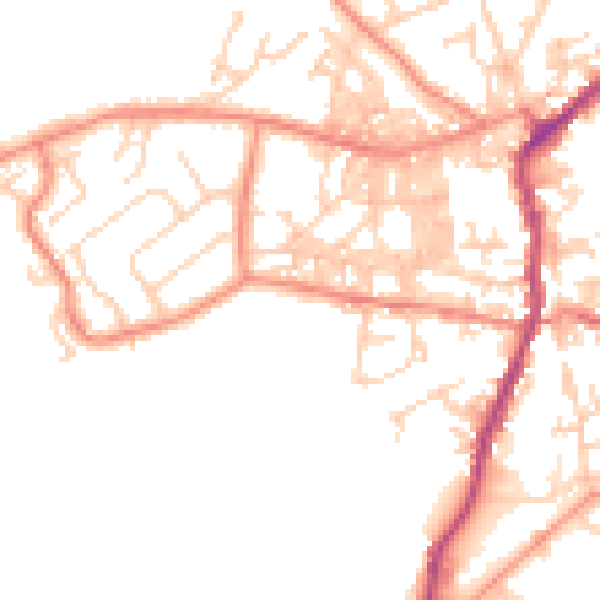 Daytime road noise heatmap for BD20 0DF