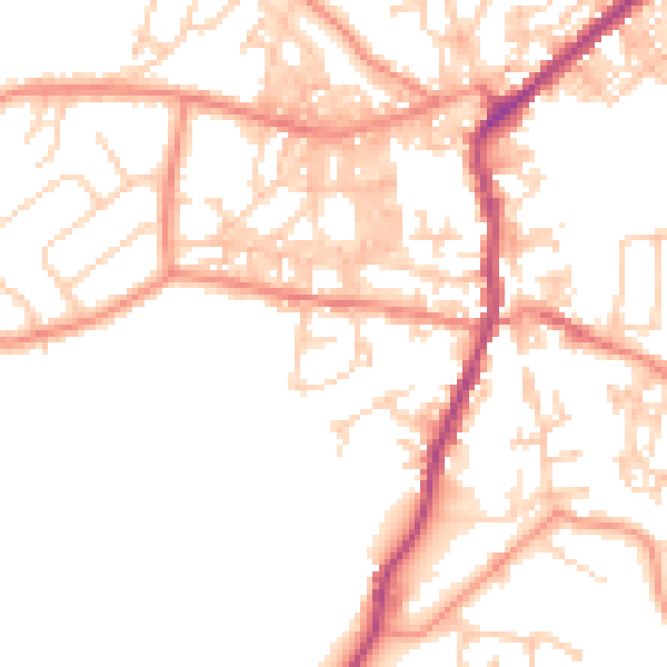 Daytime road noise heatmap for BD20 0DH