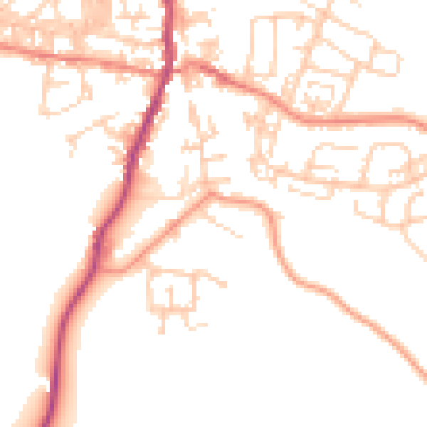 Daytime road noise heatmap for BD20 0DL
