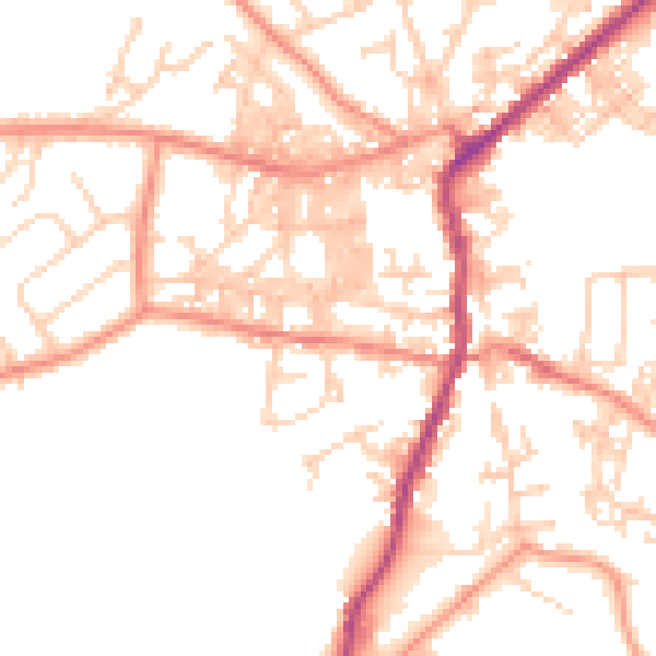 Daytime road noise heatmap for BD20 0DP
