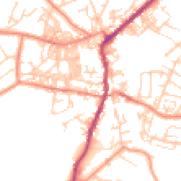 Daytime road noise heatmap for BD20 0DR