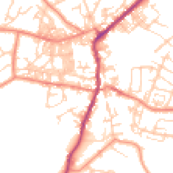 Daytime road noise heatmap for BD20 0DS