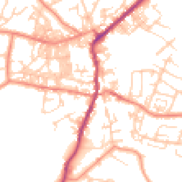 Daytime road noise heatmap for BD20 0DU