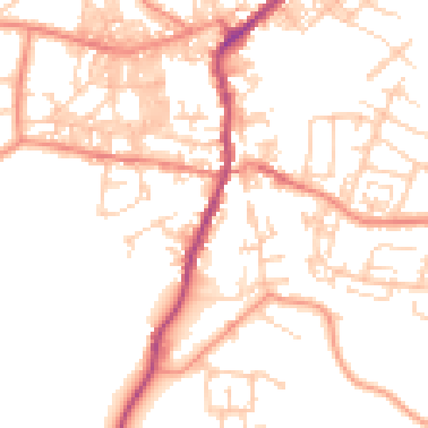 Daytime road noise heatmap for BD20 0EA