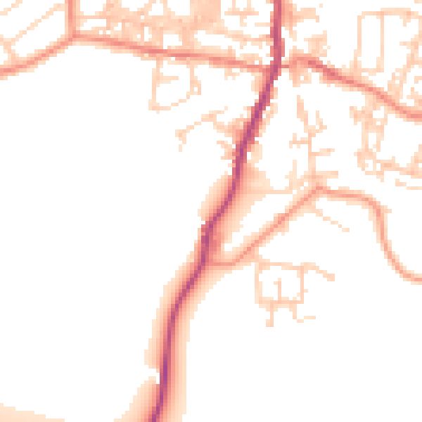 Daytime road noise heatmap for BD20 0EH