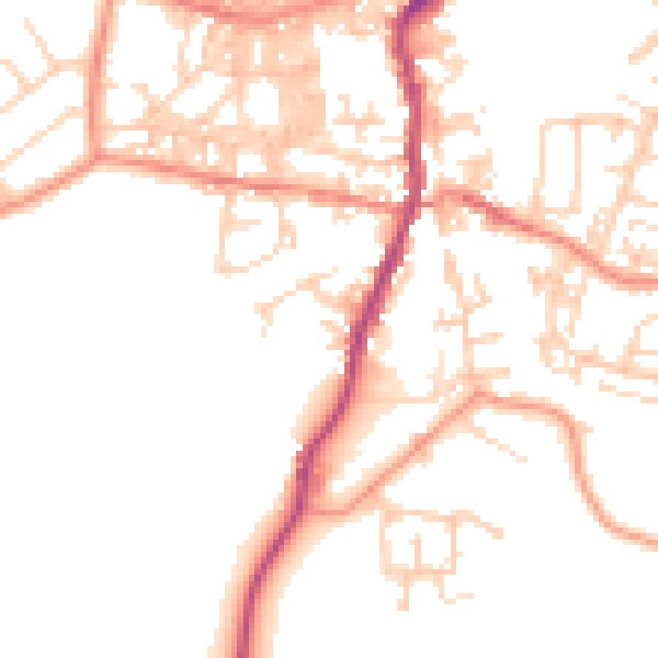 Daytime road noise heatmap for BD20 0FD