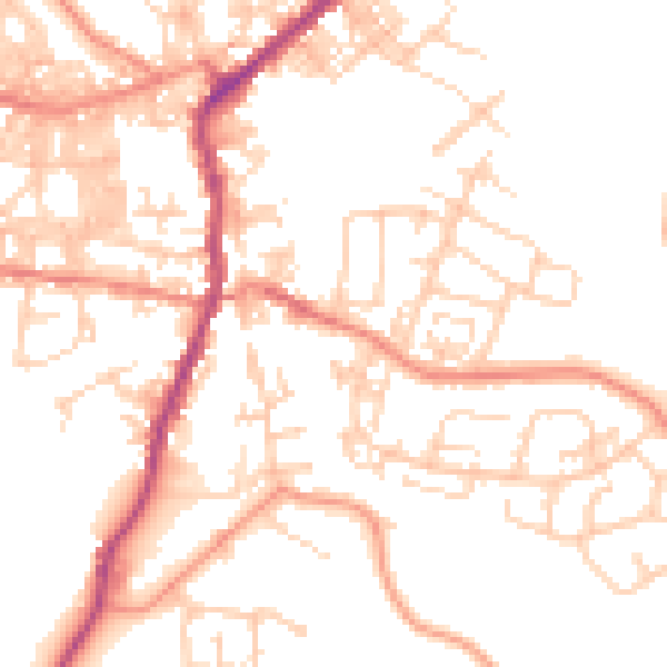 Daytime road noise heatmap for BD20 0HL