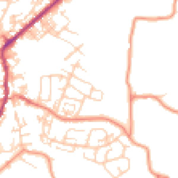 Daytime road noise heatmap for BD20 0HY
