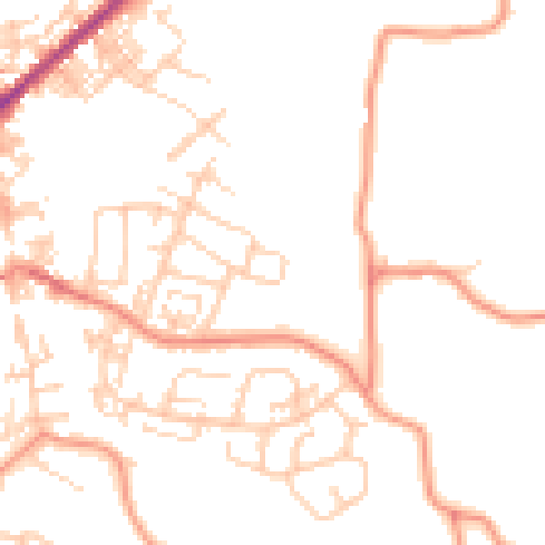 Daytime road noise heatmap for BD20 0JA