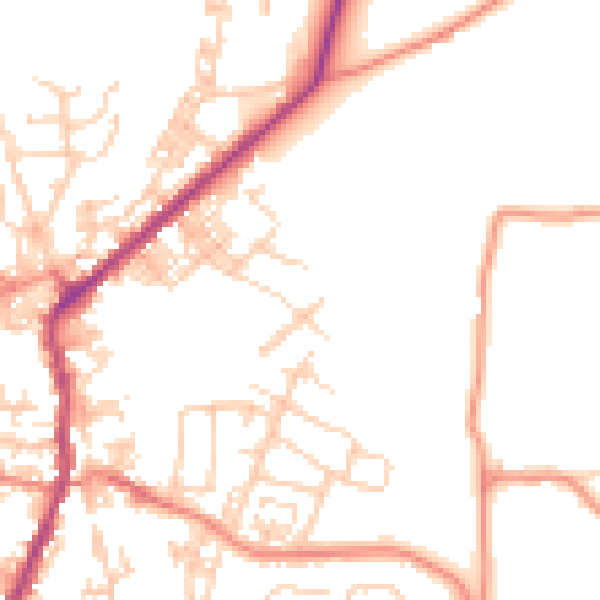 Daytime road noise heatmap for BD20 0JH